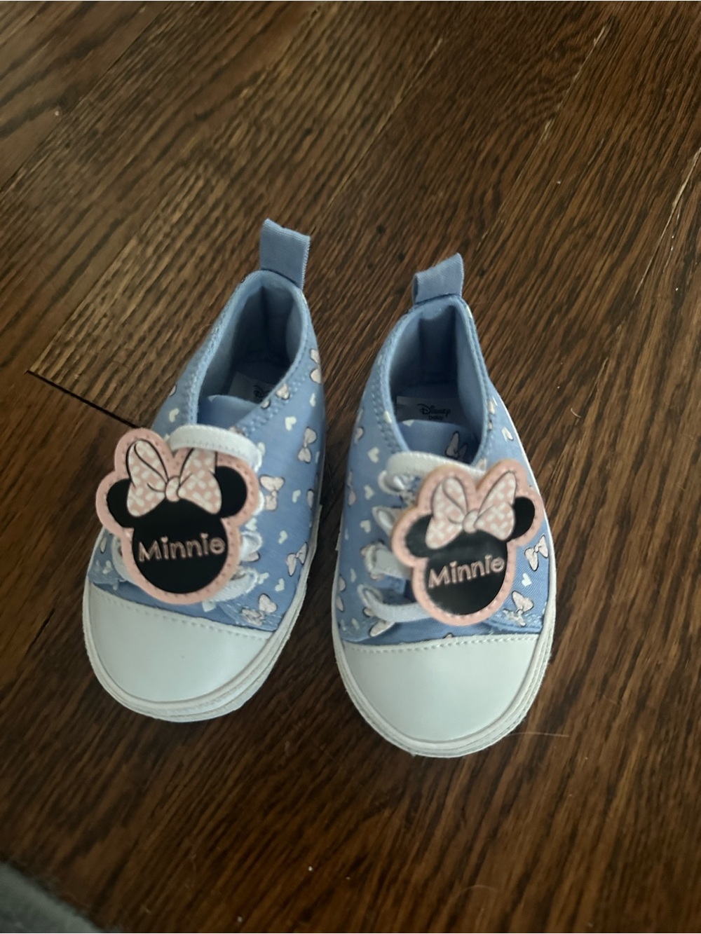 Disney Minnie Mouse Light Blue Heart Slip-On Baby Sneakers